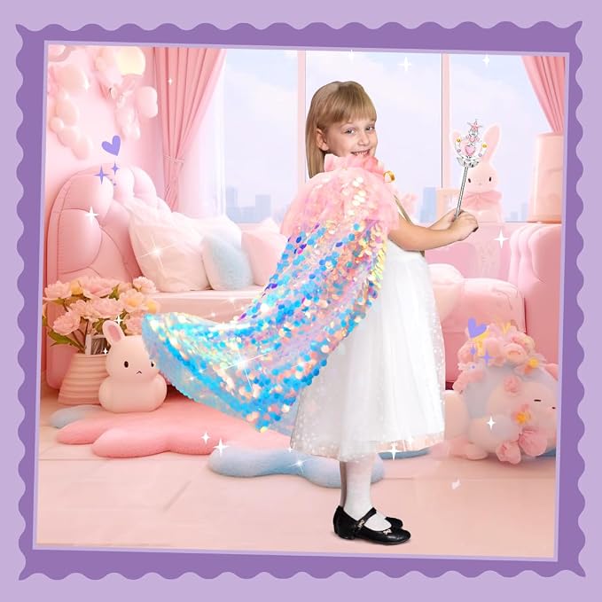 Enchanting Mermaid Dress Up Set for Girls Sequin Cape