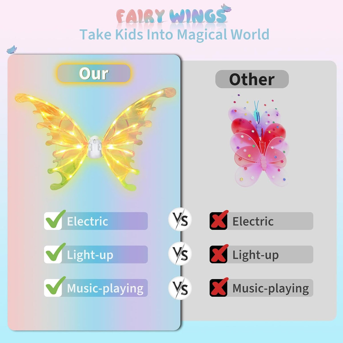 Enchanting Princess Dress Up Set Girls Light-Up Wings