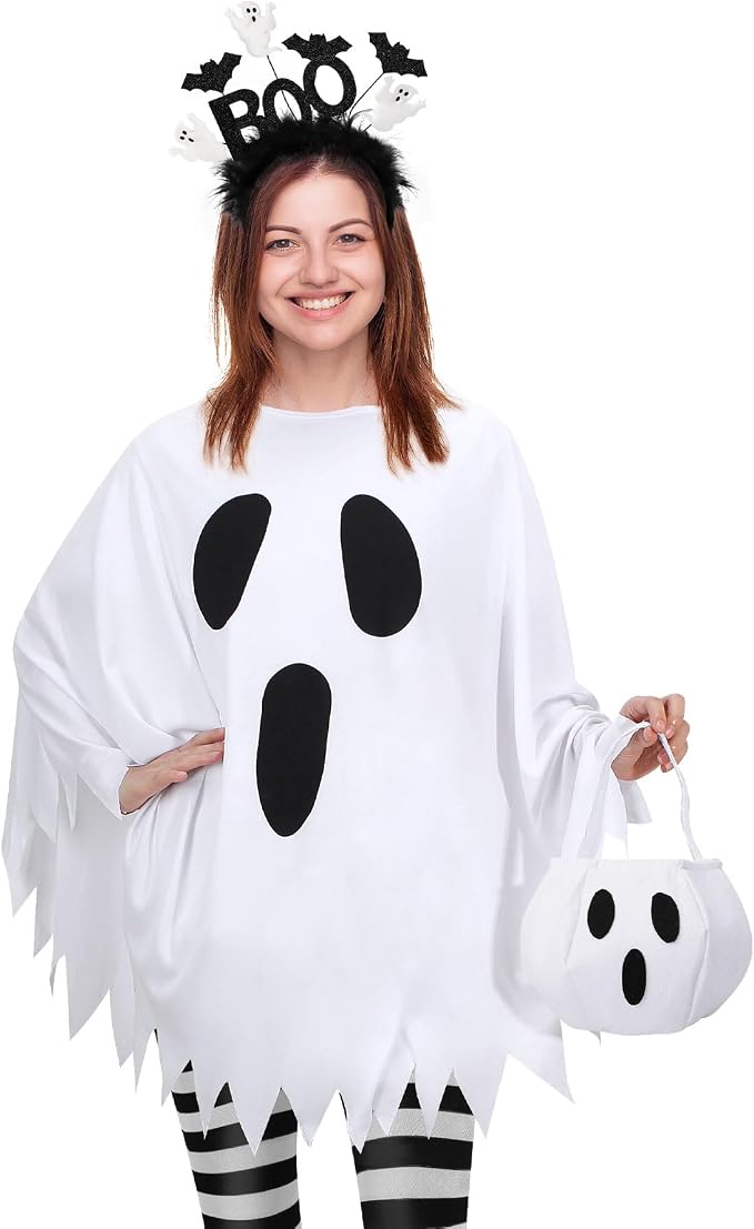 Premium Ghost Costume for Women 4-Piece Halloween Set