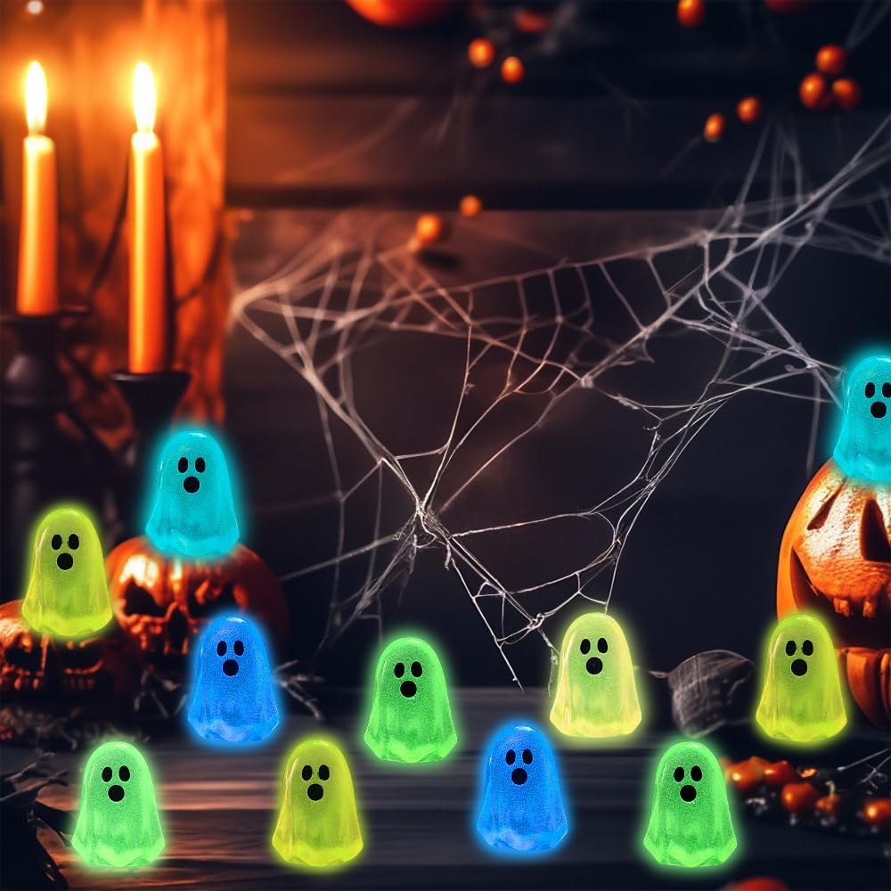 Glowing 100-Piece Halloween Mini Ghost Figurines