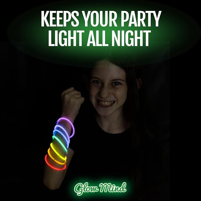 Glowing Glow Sticks Bulk 100-Pack Party LED