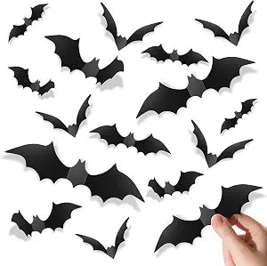 Adorable 96-Piece 3D Halloween Bat Wall Stickers