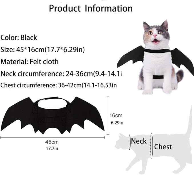 Cat Bat Wings Halloween Costume Pet Outfit