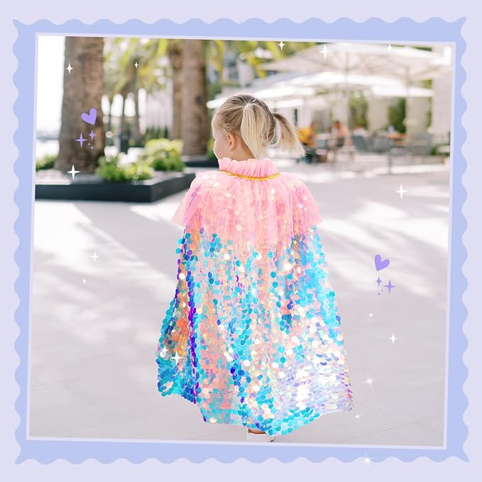 Enchanting Mermaid Dress Up Set for Girls Sequin Cape
