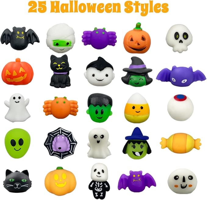 Spooky 100-Pack Halloween Squishy Toys Bulk Favors