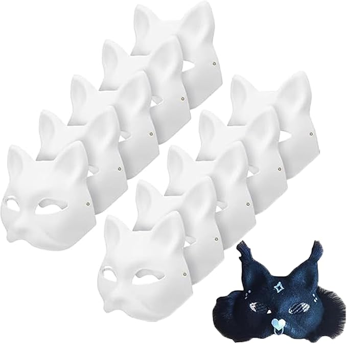 Adorable Cat Masks 10-Pack White DIY Cosplay