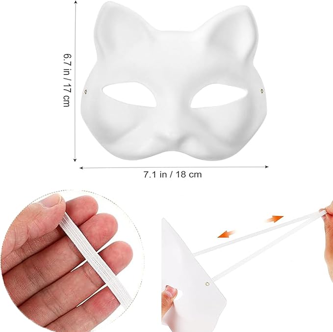 Adorable Cat Masks 10-Pack White DIY Cosplay
