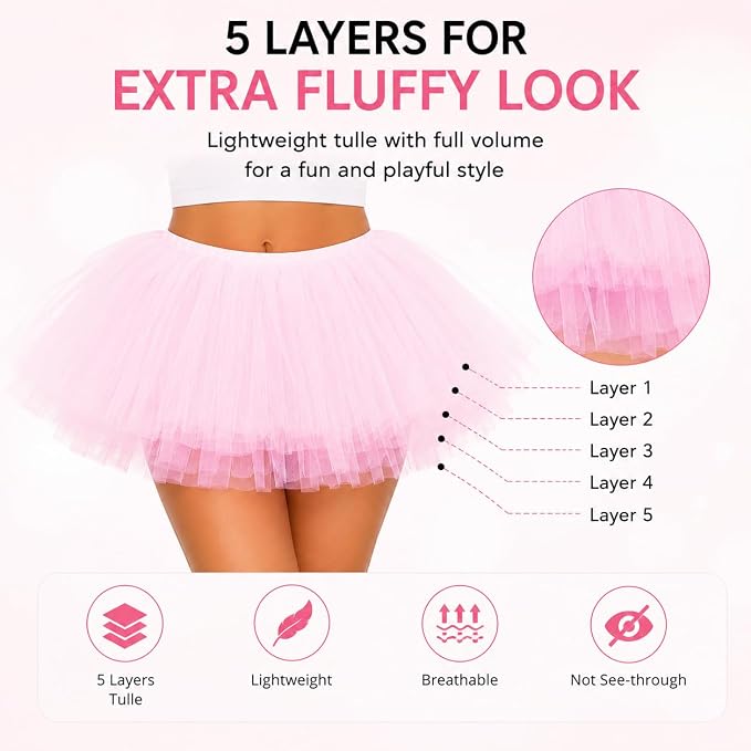 Premium 5-Layer Fluffy Tutu Skirt Costume