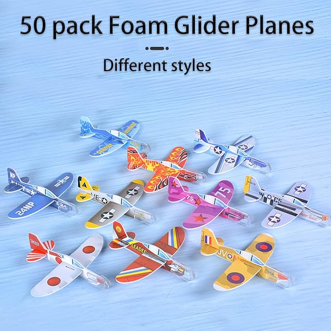 Fun 50-Piece Foam Glider Planes Kids Flying Toys
