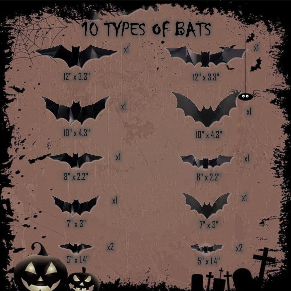 Luminous 3D Halloween Bat Decorations LED Light Up