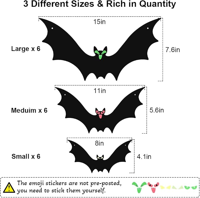 Outdoor 18-Piece Hanging Halloween Bat Decorations