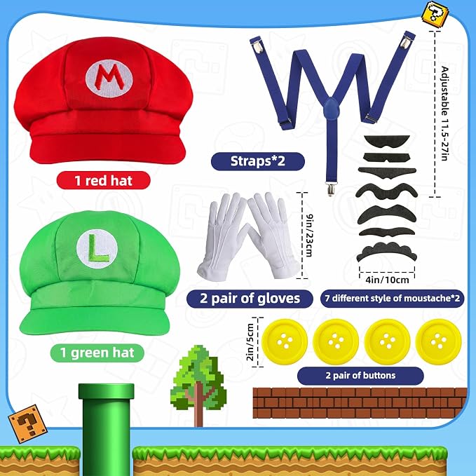 Dapper Costume Set Hats Mustaches Suspenders Props