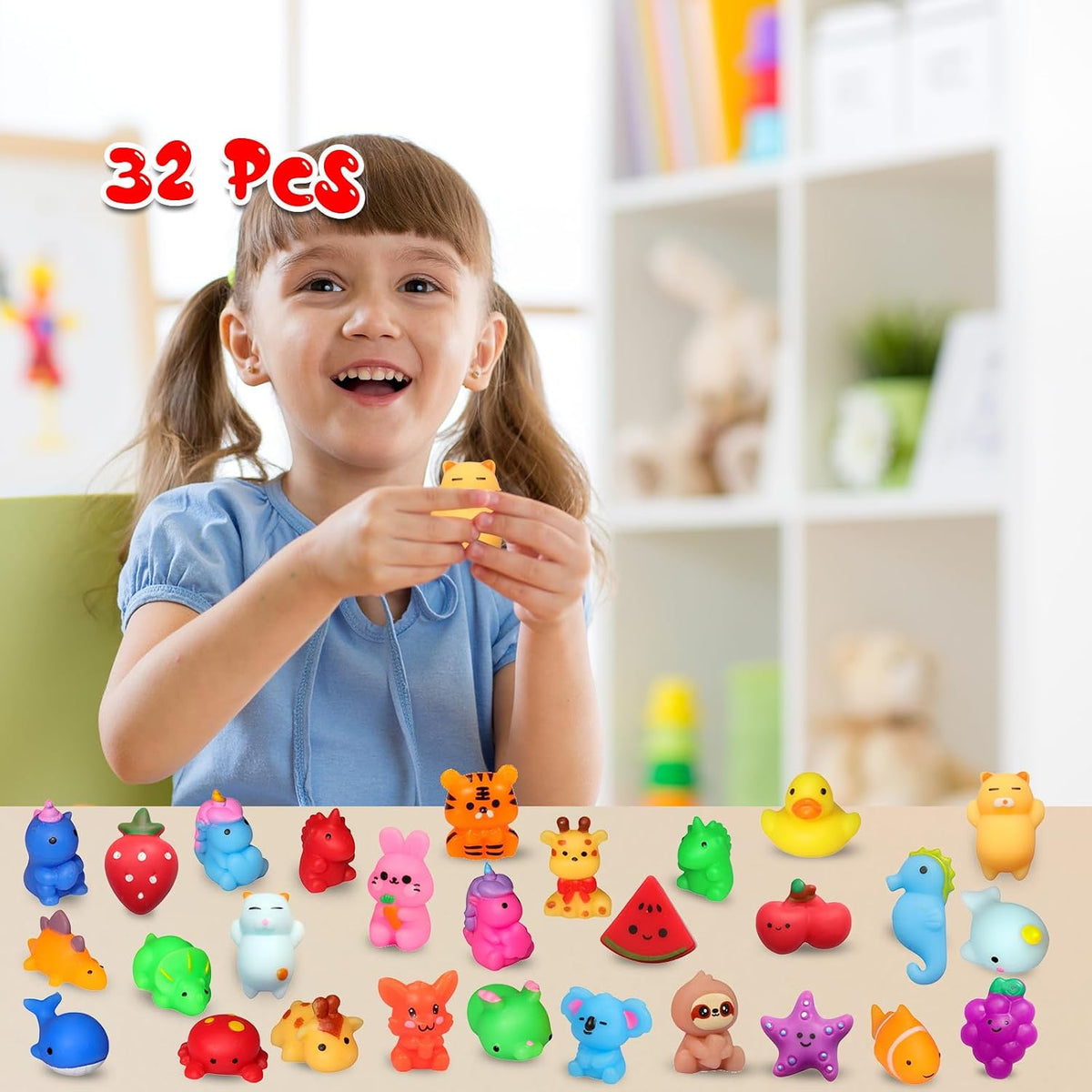 Adorable 32-Pack Mochi Squishy Toys Play Set