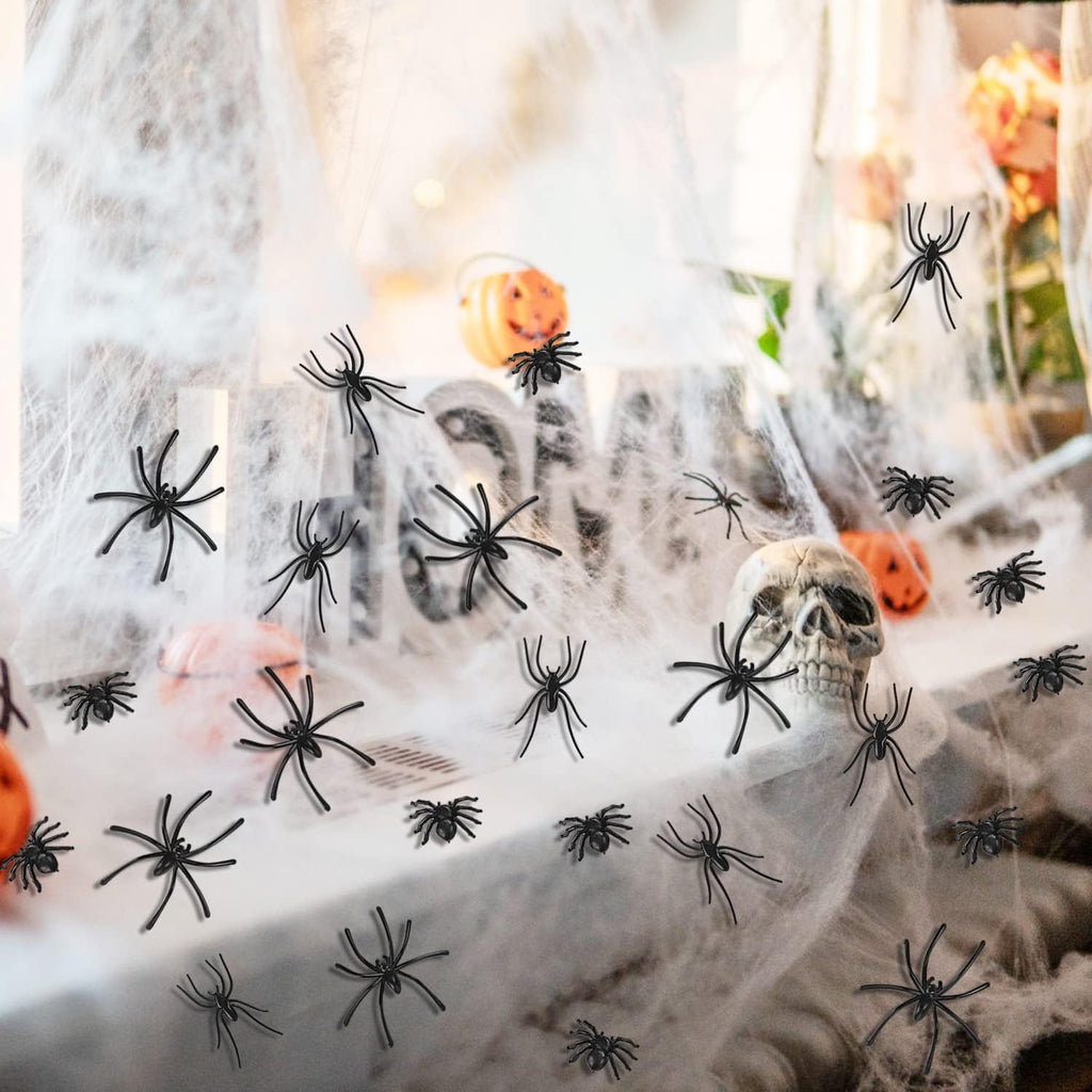 Creepy 120-Piece Halloween Plastic Spiders Bulk
