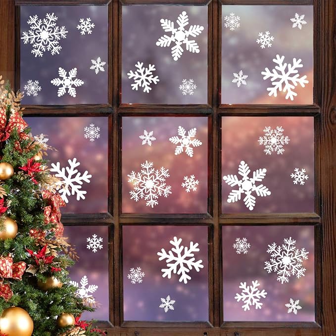 Festive 240-Piece Christmas Window Clings Snowflake