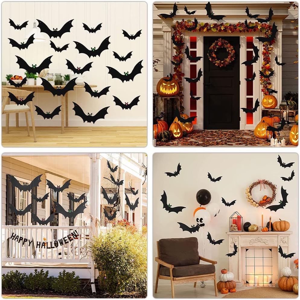 Outdoor 18-Piece Hanging Halloween Bat Decorations