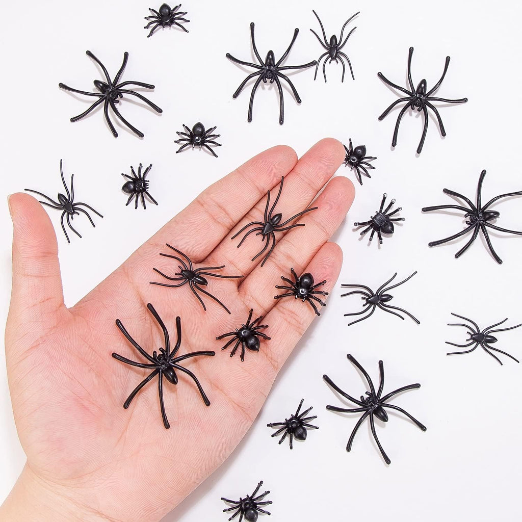 Creepy 120-Piece Halloween Plastic Spiders Bulk