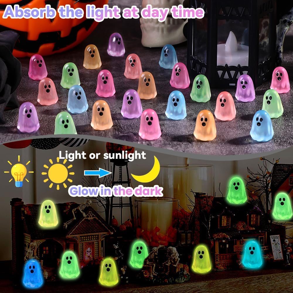 Glowing 100-Piece Halloween Mini Ghost Figurines