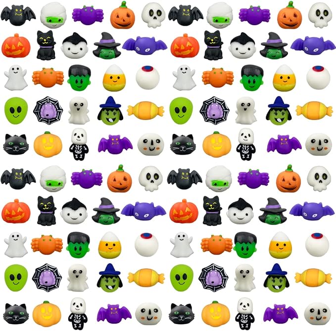 Spooky 100-Pack Halloween Squishy Toys Bulk Favors