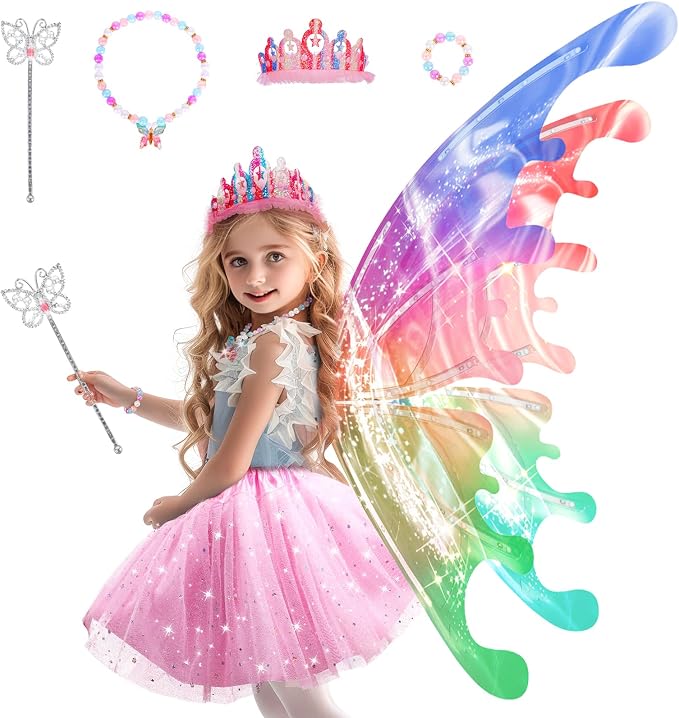 Enchanting Princess Dress Up Set Girls Light-Up Wings