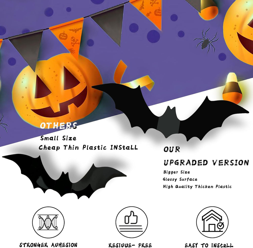 Massive 140-Piece 3D Halloween Bat Decorations