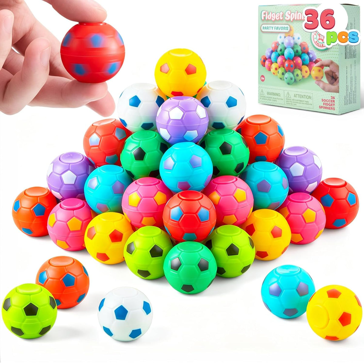 Athletic 36-Pack Soccer Fidget Spinners Party Favors