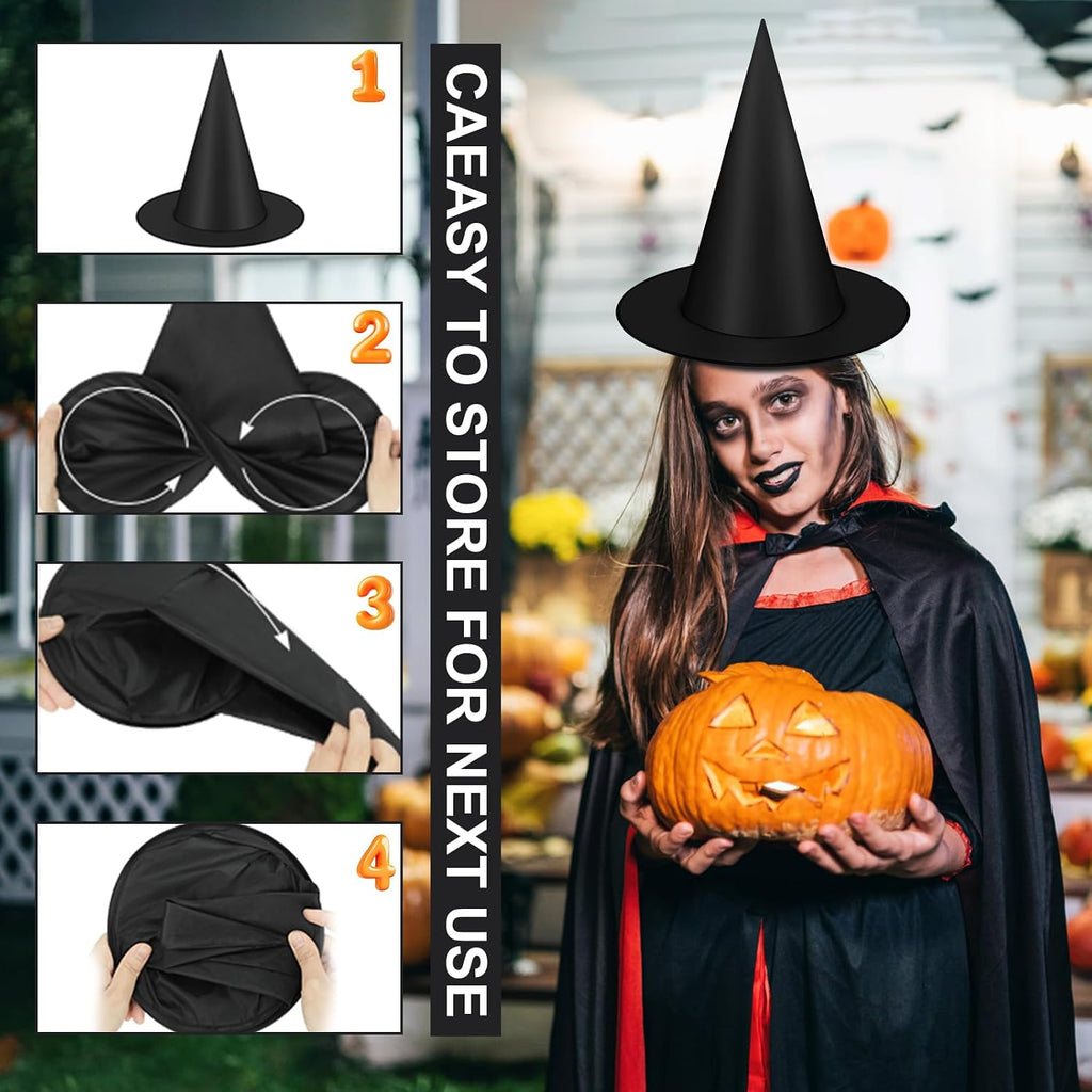 Spooky 12-Piece Halloween Witch Hat Decorations