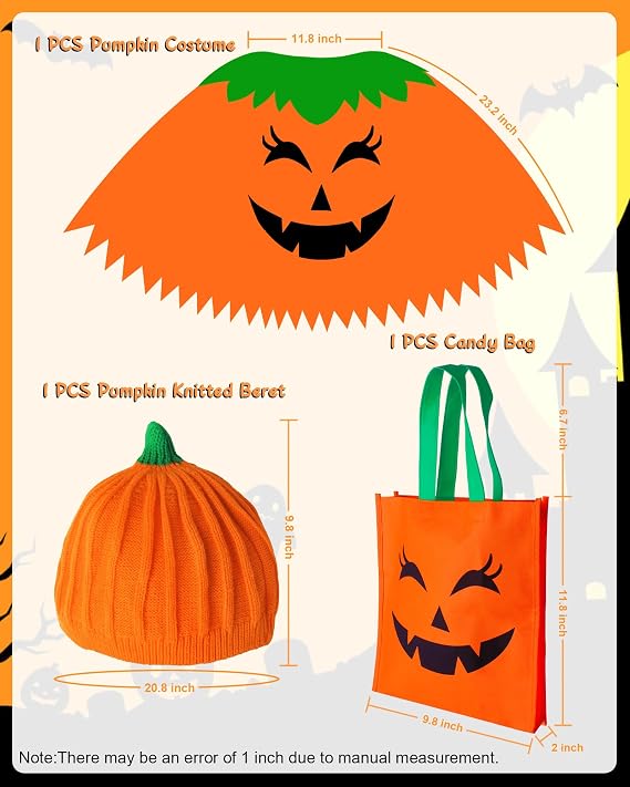Pumpkin Costume for Women Halloween Poncho