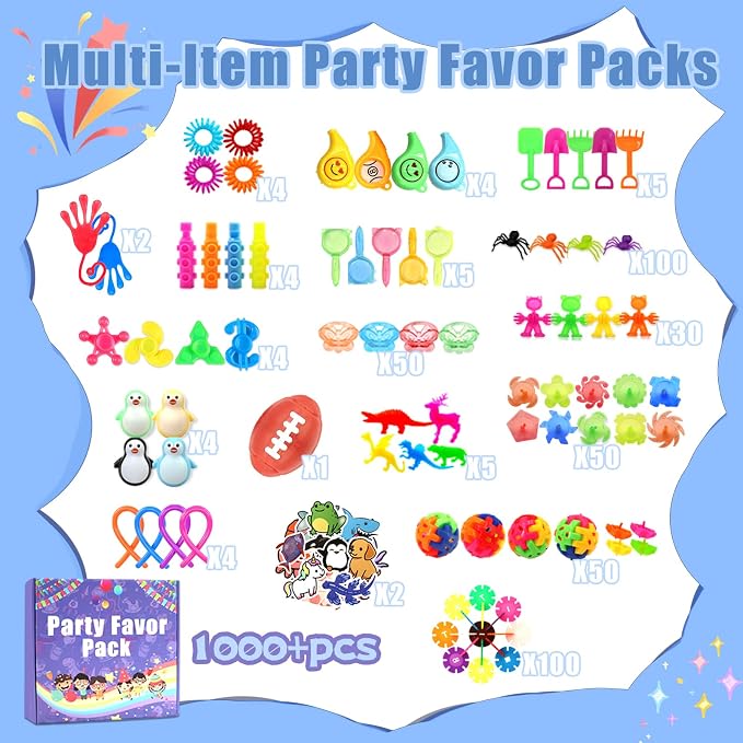 Massive Bulk Fidget Toys 1000-Piece Classroom Party Favors