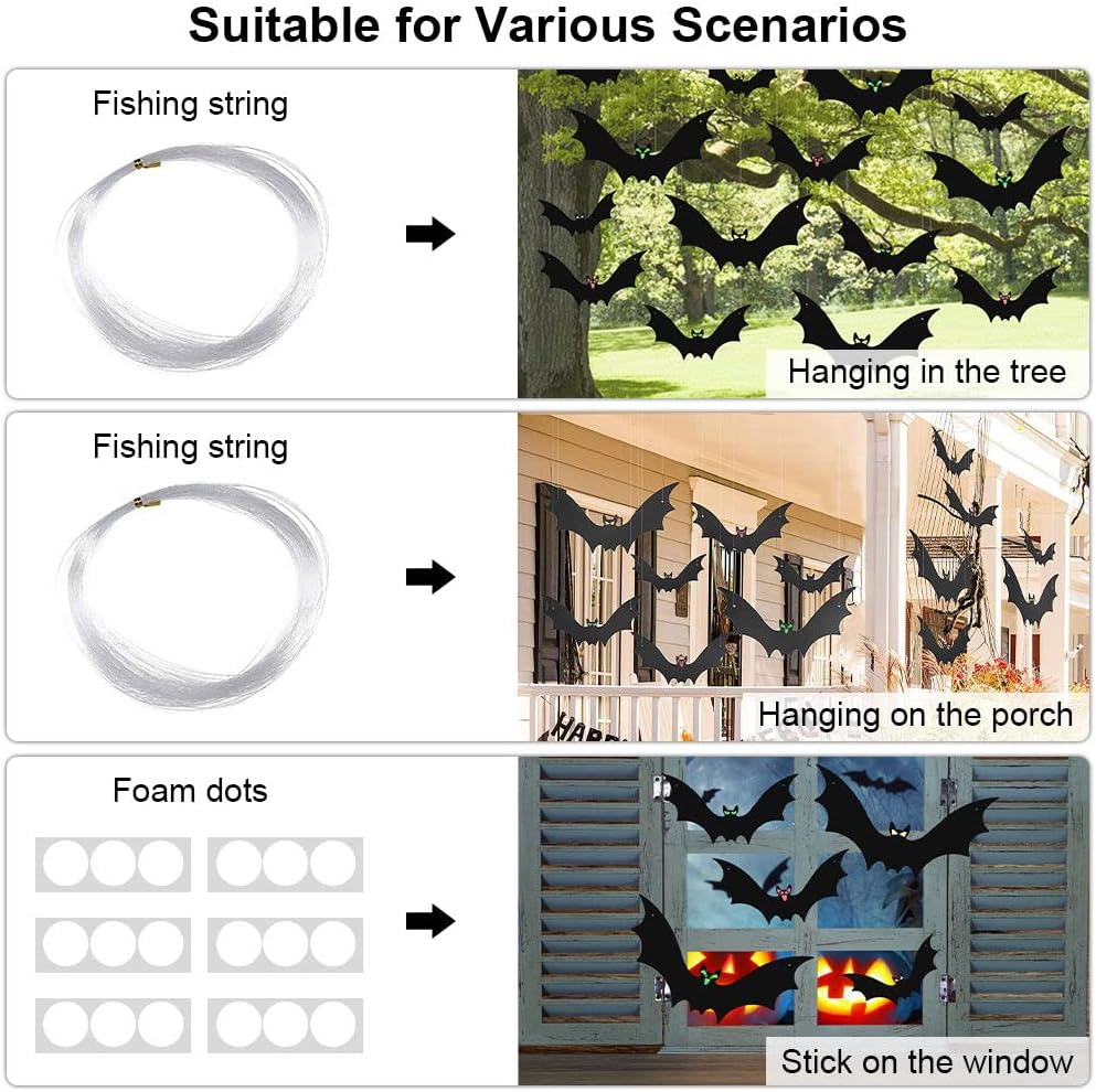 Outdoor 18-Piece Hanging Halloween Bat Decorations