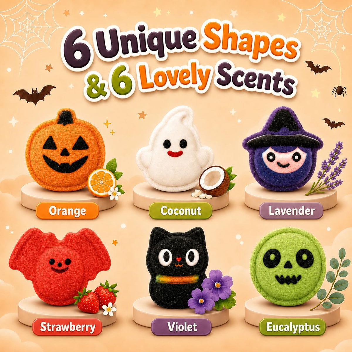 Halloween Bath Bombs for Kids 6-Piece Set