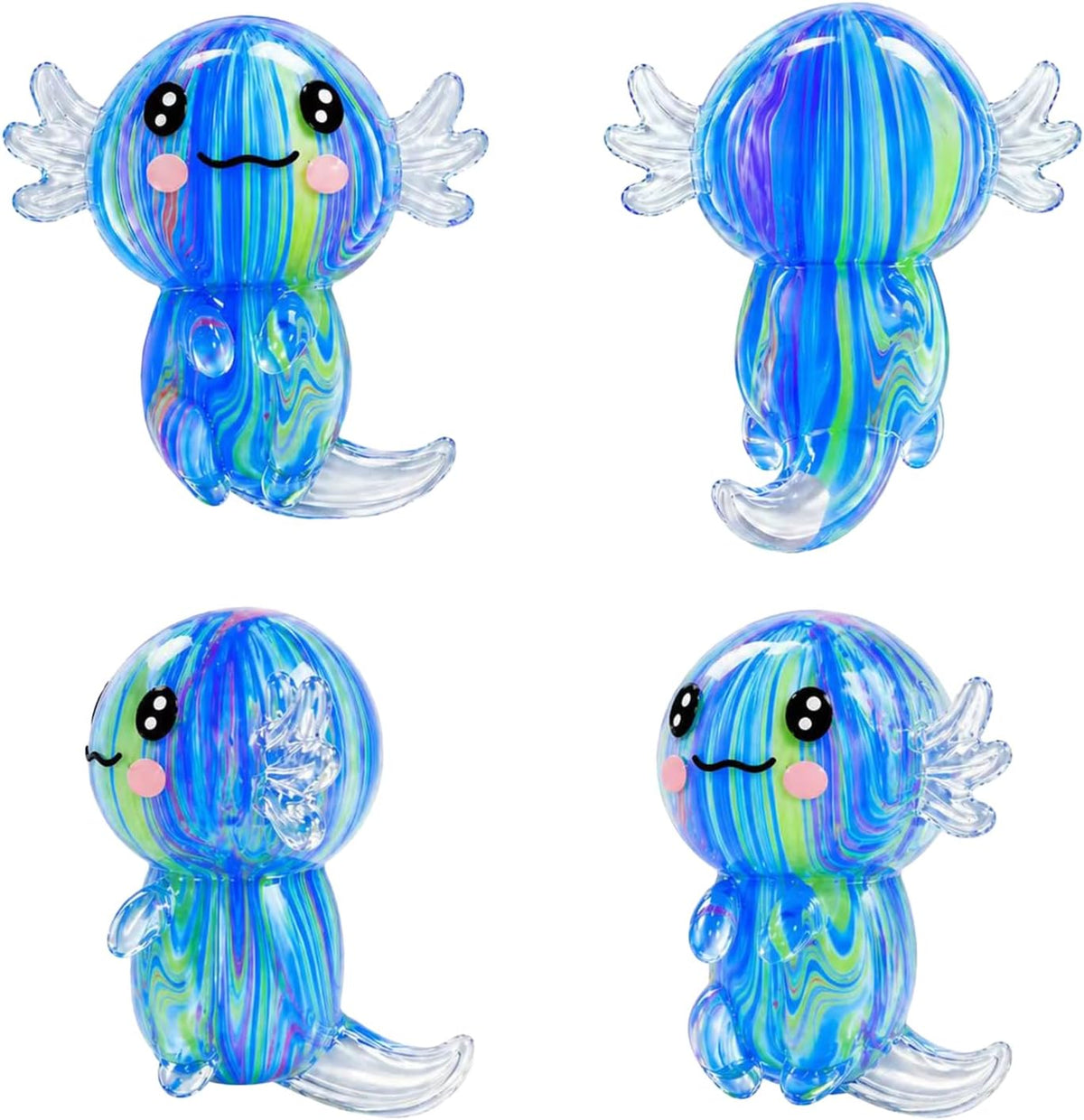 Collectible Axolotl Squishy Toy 2-Pack Glitter