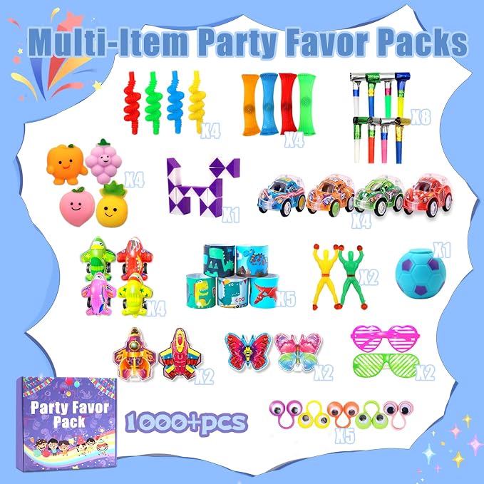Massive Bulk Fidget Toys 1000-Piece Classroom Party Favors