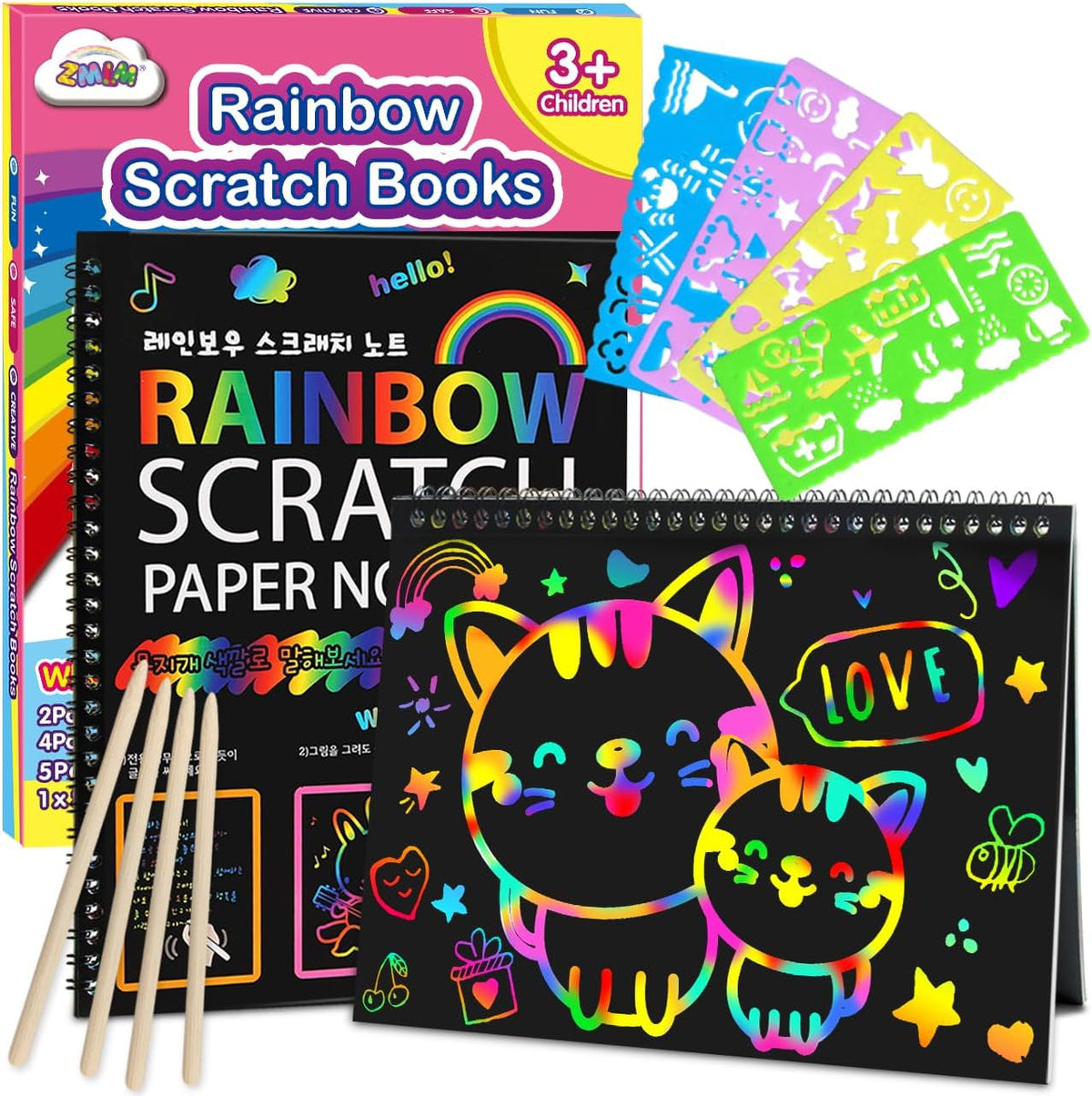 Creative 2-Pack Rainbow Scratch Paper Notebook Art