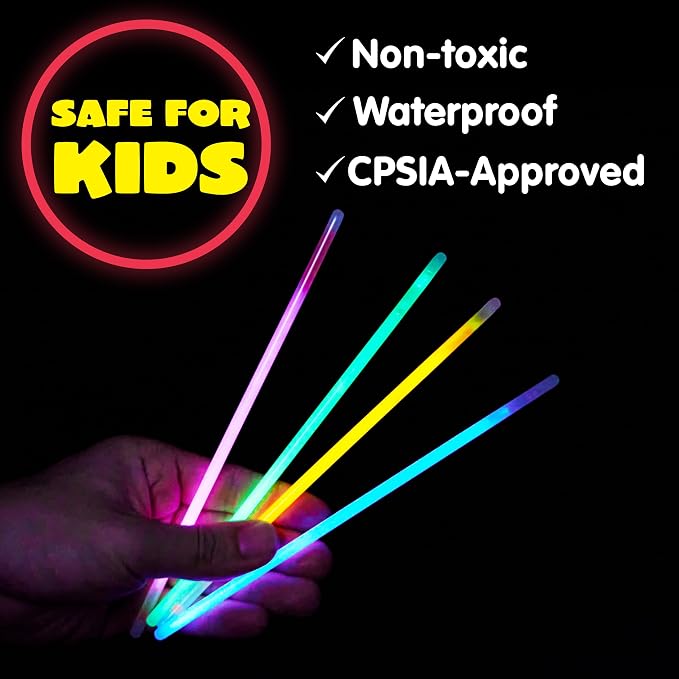 Bright 100-Piece Glow Sticks Bulk 8-Inch Bracelets