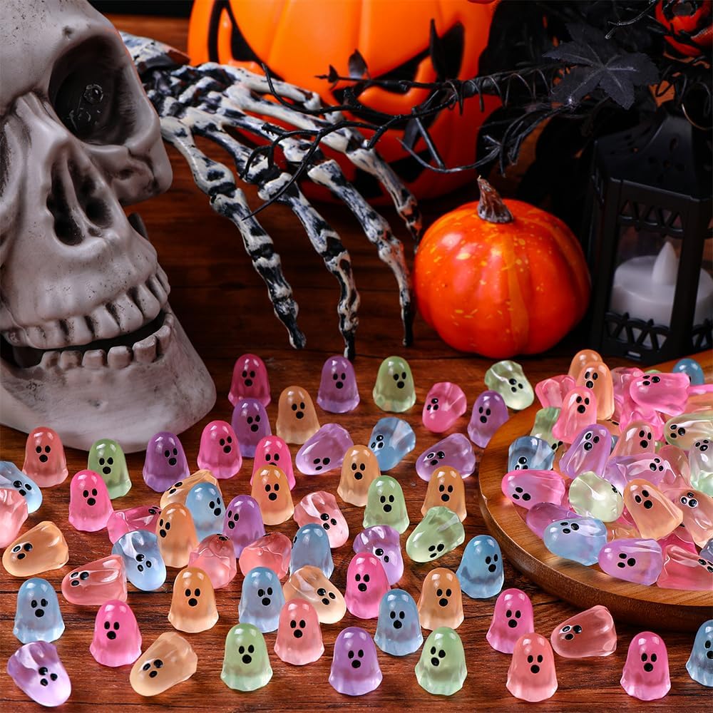Glowing 100-Piece Halloween Mini Ghost Figurines