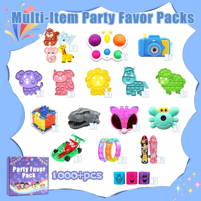 Massive Bulk Fidget Toys 1000-Piece Classroom Party Favors