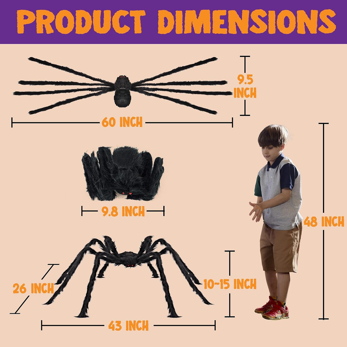 2-Pack Giant Halloween Spider Decorations Setup