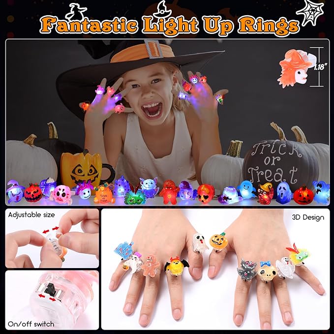 Halloween Light Up Rings 50PCS LED Party