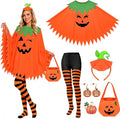 Festive Halloween Costume Set Women Pumpkin