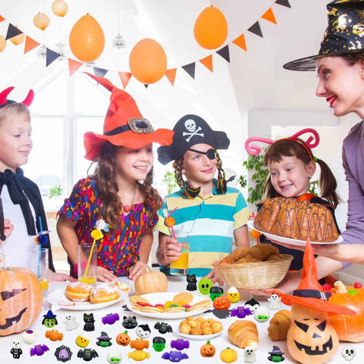 Spooky 100-Pack Halloween Squishy Toys Bulk Favors