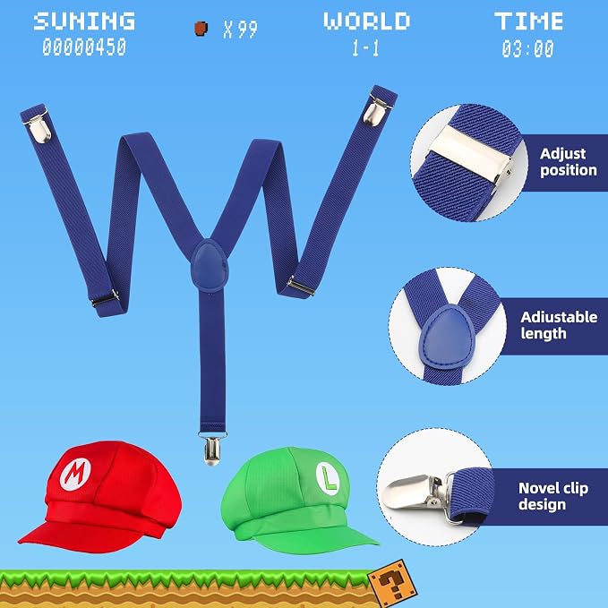 Dapper Costume Set Hats Mustaches Suspenders Props