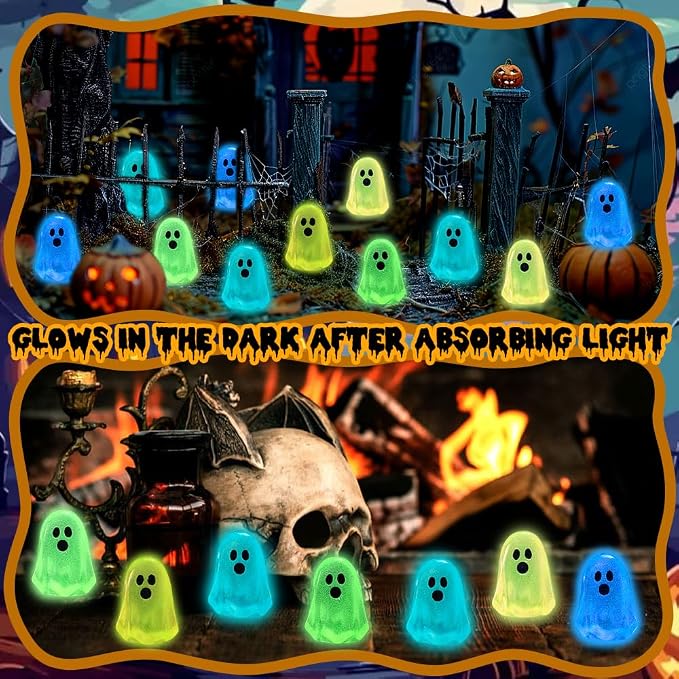 Glowing 100-Piece Halloween Mini Ghost Figurines