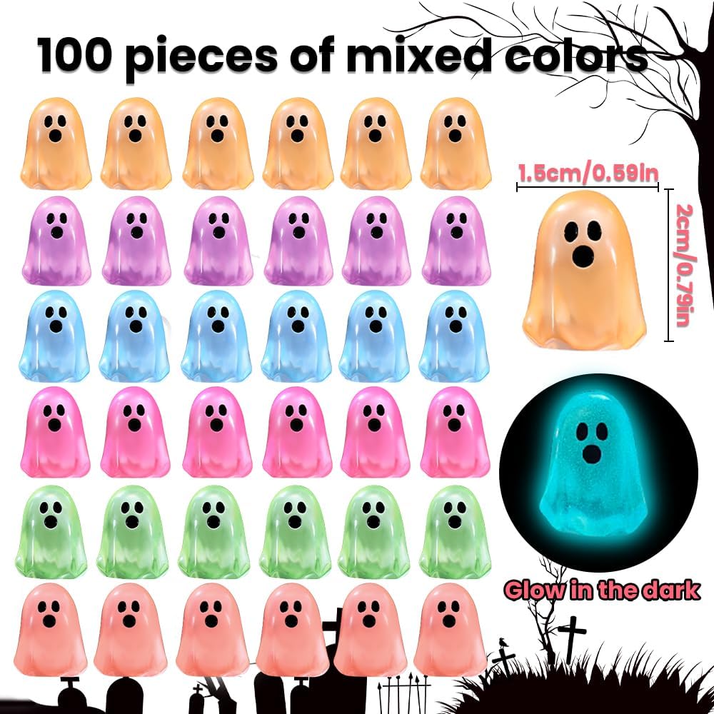 Glowing 100-Piece Halloween Mini Ghost Figurines
