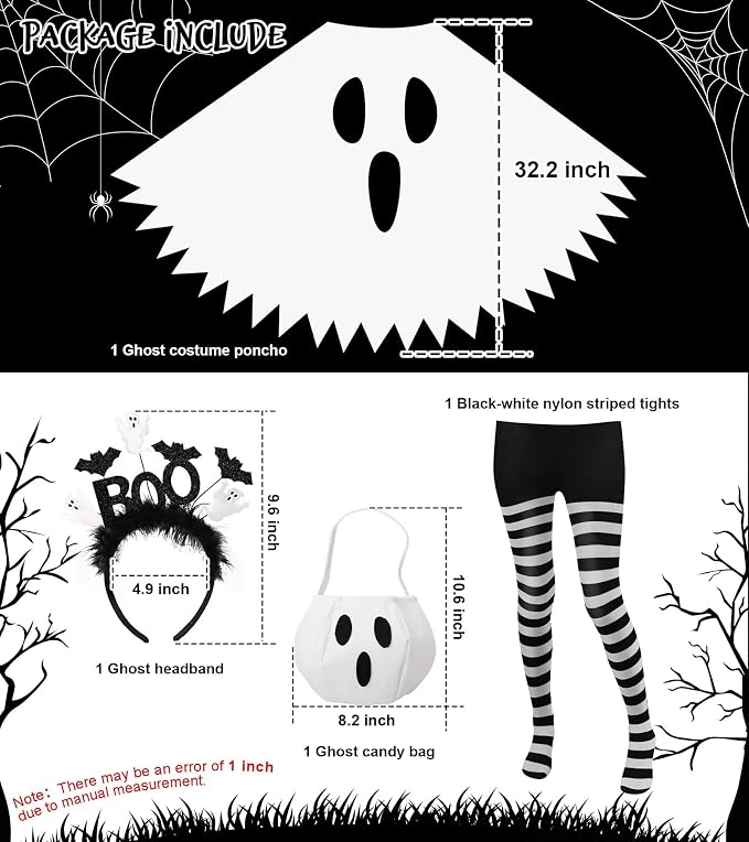 Premium Ghost Costume for Women 4-Piece Halloween Set