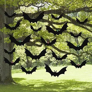 Outdoor 18-Piece Hanging Halloween Bat Decorations