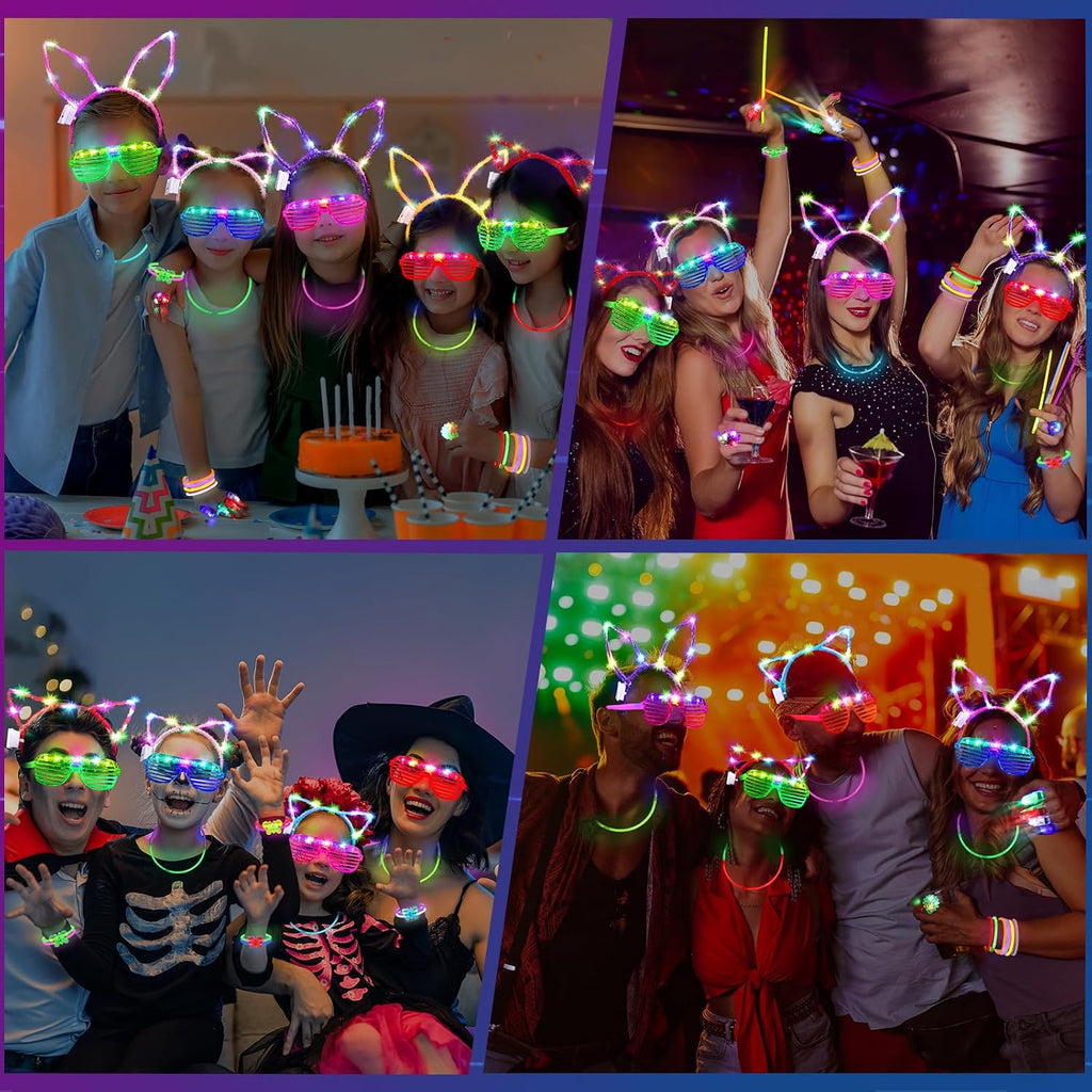 Glowing 150-Piece Glow Party Supplies Bundle