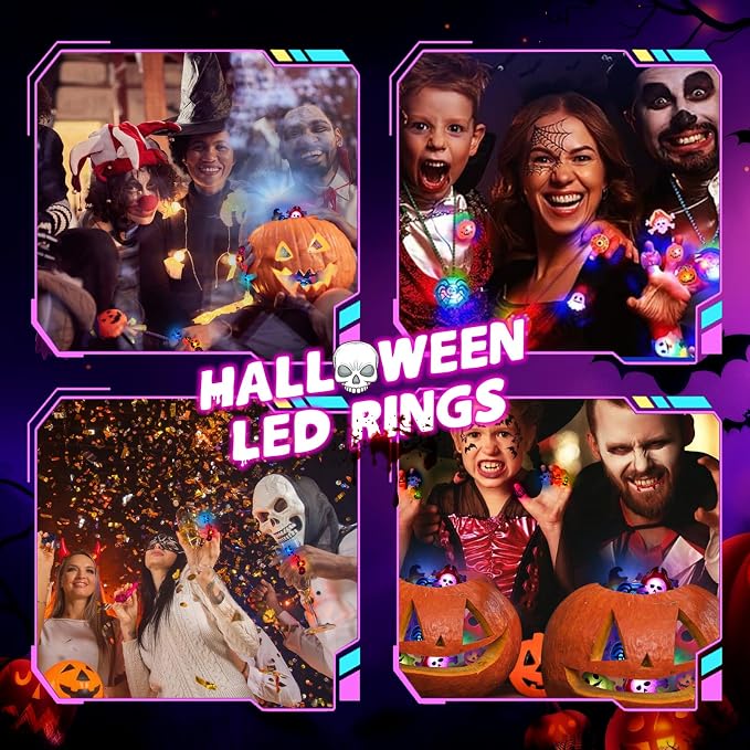 65-Piece LED Halloween Rings Glow Party