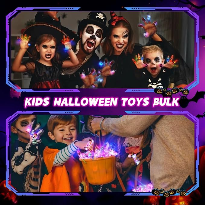 65-Piece LED Halloween Rings Glow Party