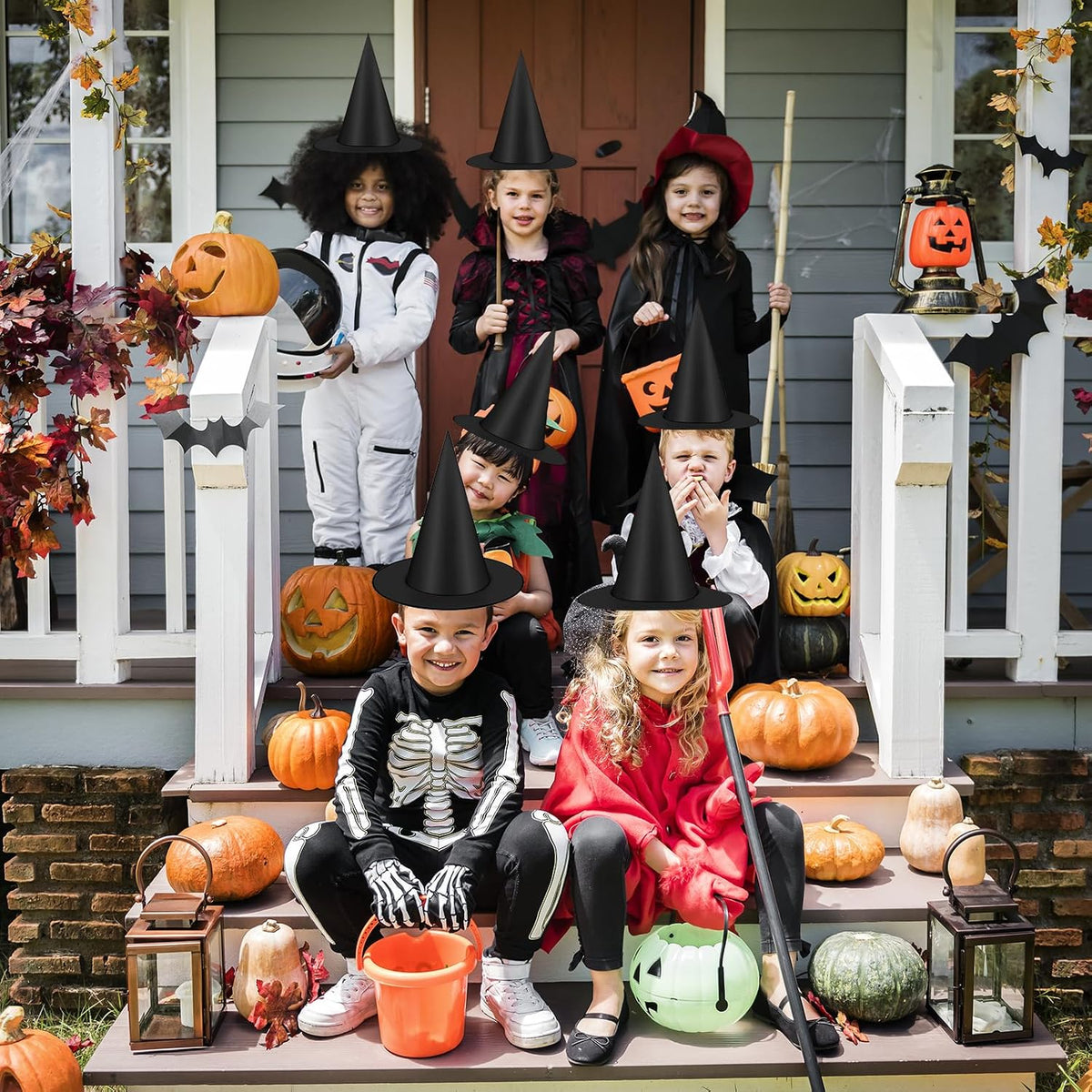 Spooky 12-Piece Halloween Witch Hat Decorations